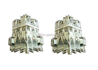 Gold Facing Plastic Coffin Parts Customized 84cm X 56cm X 35cm With Cathedral Model