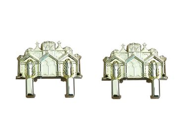 Gold Facing Plastic Coffin Parts Customized 84cm X 56cm X 35cm With Cathedral Model